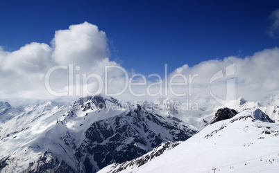 panoramic view on ski resort dombay in nice sun day