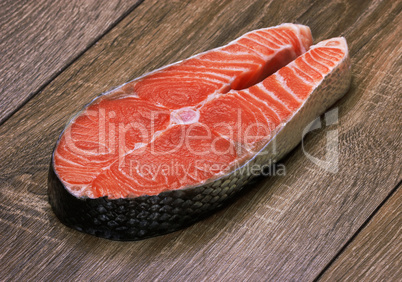 piece of a salmon on a wood