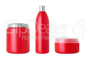 set of cosmetical bottles