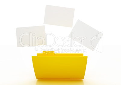 3D image of Folder icon with paper on white.