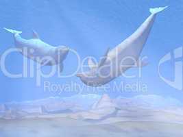 dolphins playing underwater - 3d render