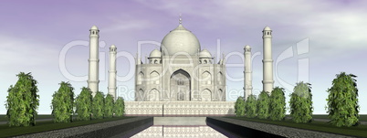 taj mahal mausoleum, agra, india - 3d render