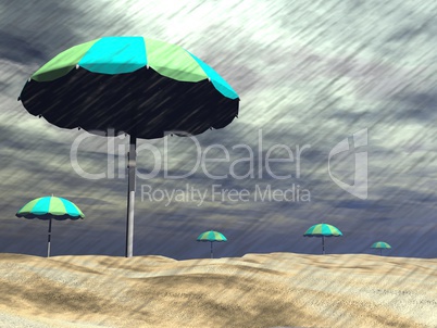 rain on the beach - 3d render