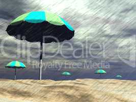 rain on the beach - 3d render