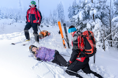 rescue ski patrol help injured woman skier
