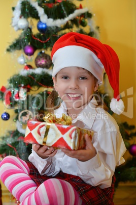 small girls with presents