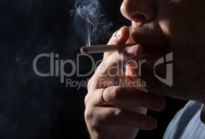 portrait man smoking cigarette