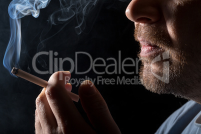 portrait man smoking cigarette