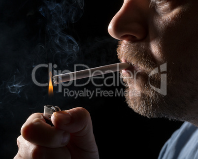 portrait man smoking cigarette