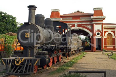 Historischer Bahnhof mit Dampflok, Granada, Nicaragua, Zentralamerika