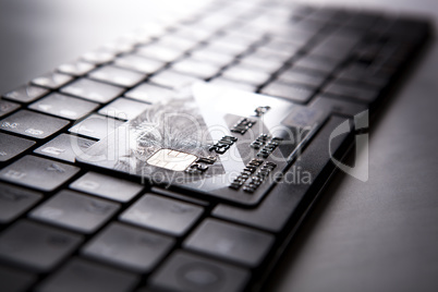 bank card on a keyboard