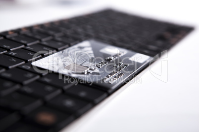 bank card on a keyboard