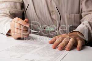 man studying contract