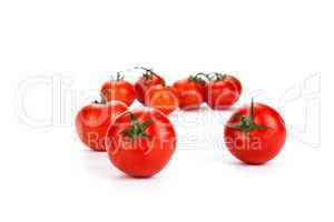red tomatoes on a white background