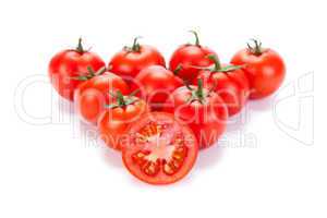 some red tomatoes on a white background