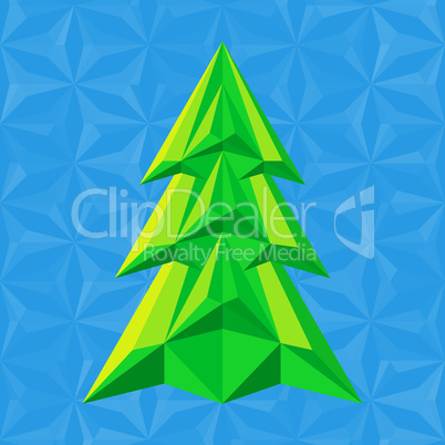 abstract green christmas tree on blue
