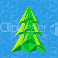 abstract green christmas tree on blue