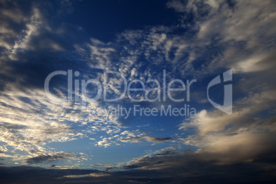 sky with clouds at summer sunset