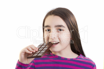 little girl eating chocolate