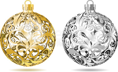 Gold and silver Openwork Christmas balls