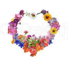 assorted flowers in heart shape