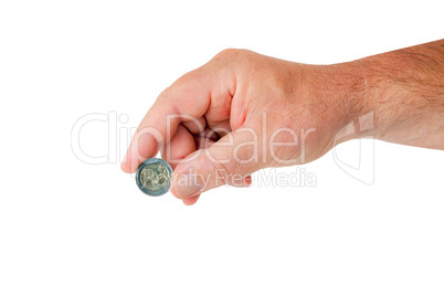 hand holding coin