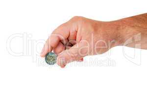 hand holding coin