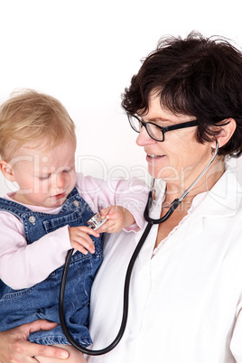 doctor with stethoscope fun with toddler