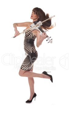 stylish elegant woman playing a violin