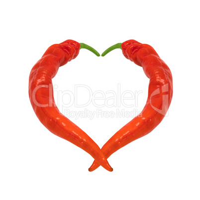 heart composed of red chili peppers