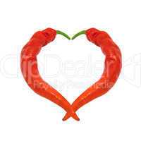heart composed of red chili peppers