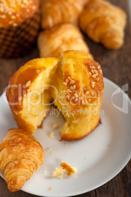 fresh baked muffin and croissant mignon