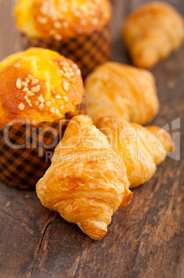 fresh baked muffin and croissant mignon