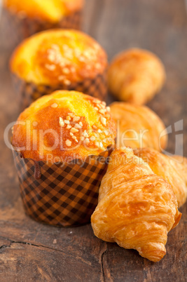 fresh baked muffin and croissant mignon