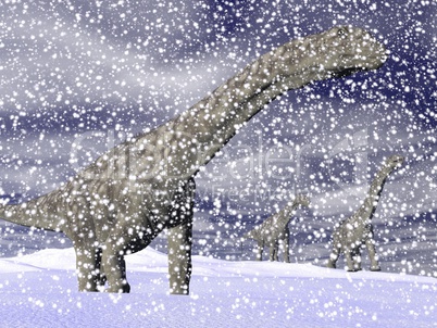 argentinosaurus dinosaur in winter - 3d render