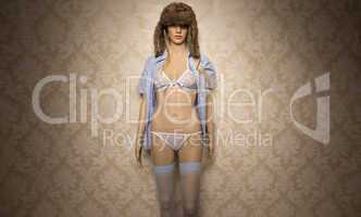 store mannequin in blue and pink lingerie