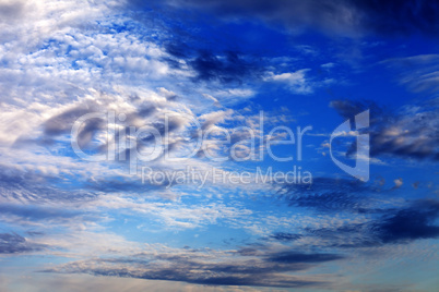 sky with multicolored clouds at sunset