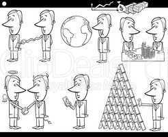 business cartoon concepts and ideas set