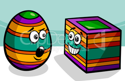 easter square egg cartoon illustration
