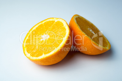 two half slices of orange