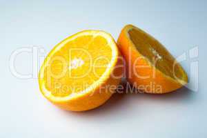 two half slices of orange