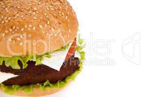 big hamburger on a white background