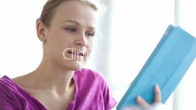 woman using her touchpad