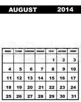 August calendar 2014