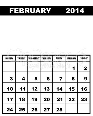 February calendar 2014