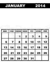 January calendar 2014