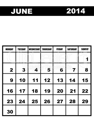 June calendar 2014