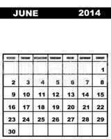 June calendar 2014