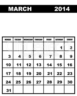 March calendar 2014