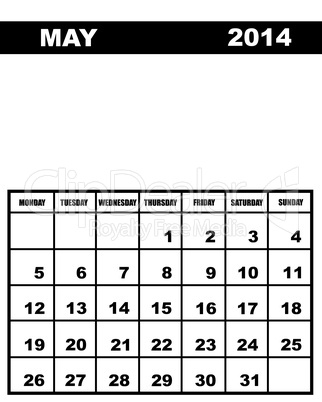 May calendar 2014